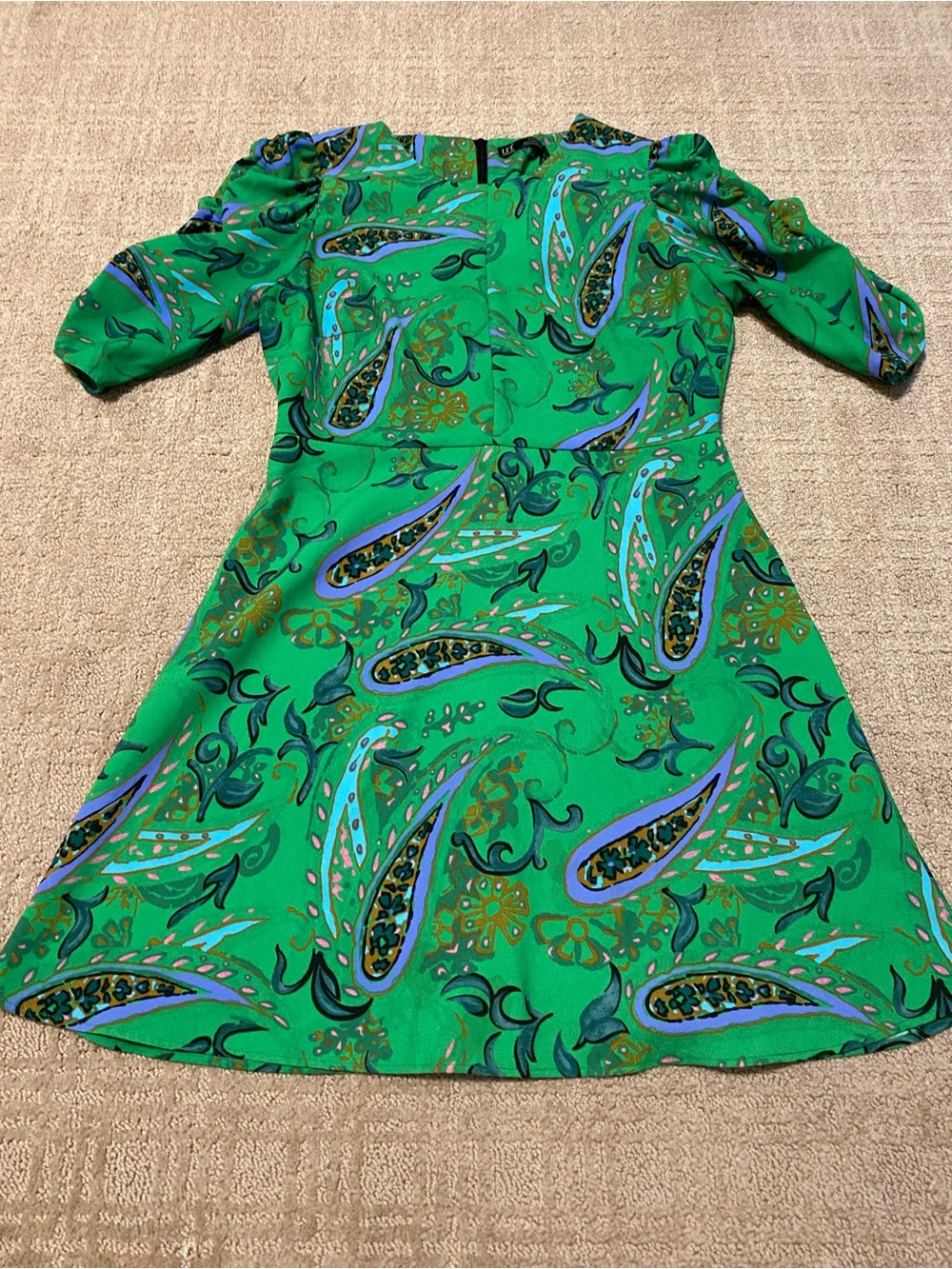 {Zara} Green Paisley Print Dress ~ Size Medium - Picture 5 of 16